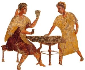 Fresque de Pompéi représentant des joueurs de dés
